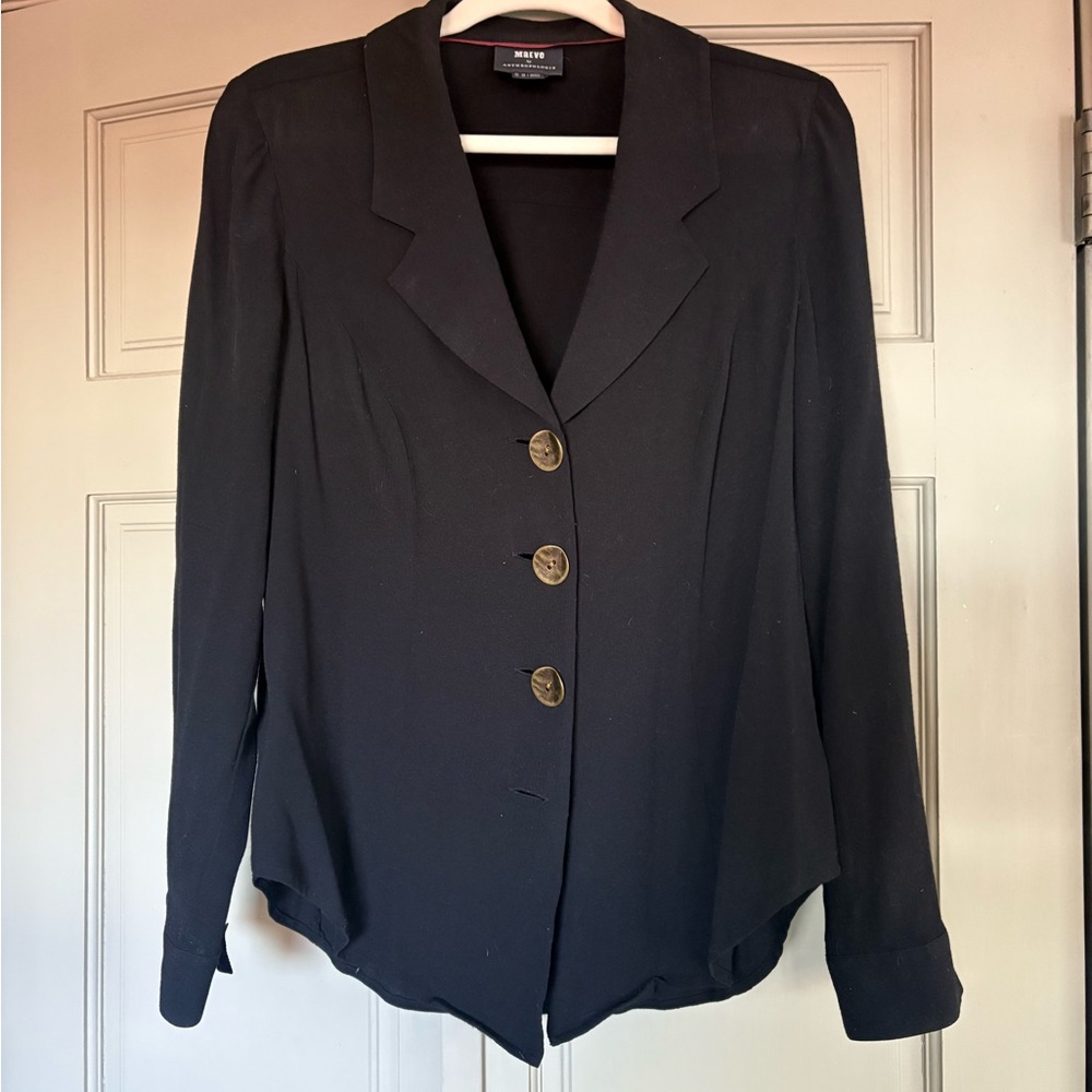 Anthropologie Classic Black Blazer/Top with Gold Buttons